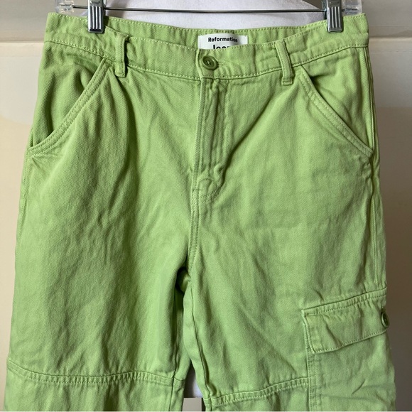 Reformation Jeans Bailey High Waist Green Organic Cotton Utility Pants size 28 - Picture 7 of 10